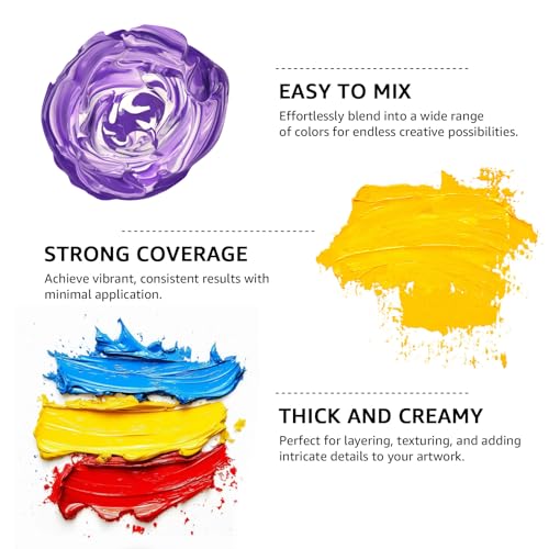 ABEIER Acrylic Paint, 20 Colors (250 ml/8.45oz) Acrylic Paint Bottle Set, Non-Toxic, Rich Pigments Bulk Painting Supplies for Canvas Crafts Wood Ceramic, Ideal for Artists, Beginners and Students - Image 4