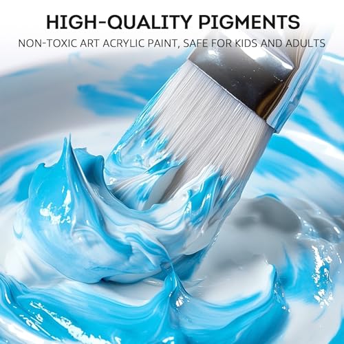ABEIER Acrylic Paint, 20 Colors (250 ml/8.45oz) Acrylic Paint Bottle Set, Non-Toxic, Rich Pigments Bulk Painting Supplies for Canvas Crafts Wood Ceramic, Ideal for Artists, Beginners and Students - Image 5