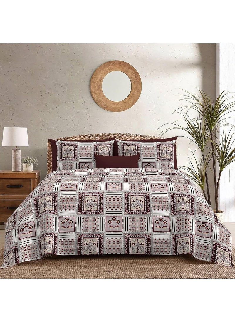 Linemates Linemates Glace Cotton AC Comforter Set Double Bed King Size with Flat Double Bedsheet 2 Pillow Covers 4 Pieces Bedding Set AC Quilt AC Dohar 90 x 100 inch Multicolor 