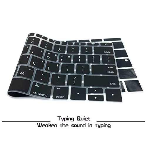 HRH Korean Language Silicone Keyboard Cover Skin for MacBook Pro 13" A1708 A1988 No Touch Bar (2018 2017 2016)&for MacBook 12" A1534 with Retina Display(2015)&A1931(2018) USA Keyboard Protector-Black - Image 4