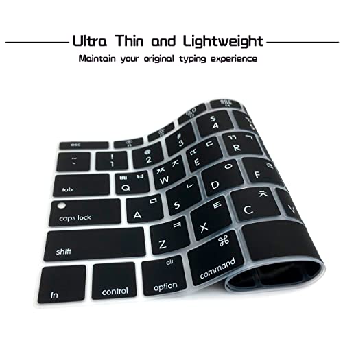 HRH Korean Language Silicone Keyboard Cover Skin for MacBook Pro 13" A1708 A1988 No Touch Bar (2018 2017 2016)&for MacBook 12" A1534 with Retina Display(2015)&A1931(2018) USA Keyboard Protector-Black - Image 5