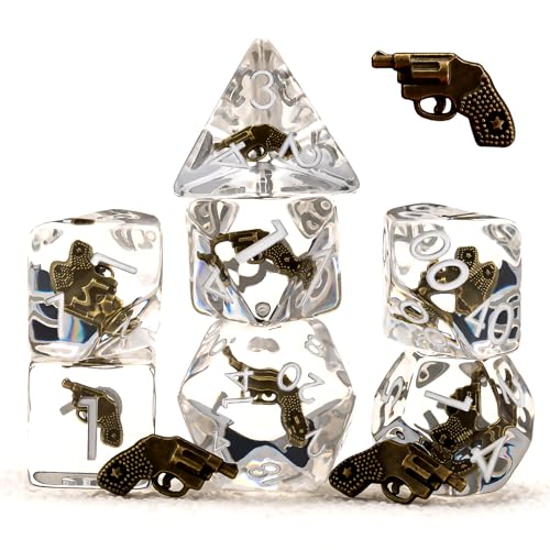 Maywin Polyhedral DD Gun DiceResin Gun DND Dice Set for Dungeons and Dragons MTG RPG Board Games - Image 1