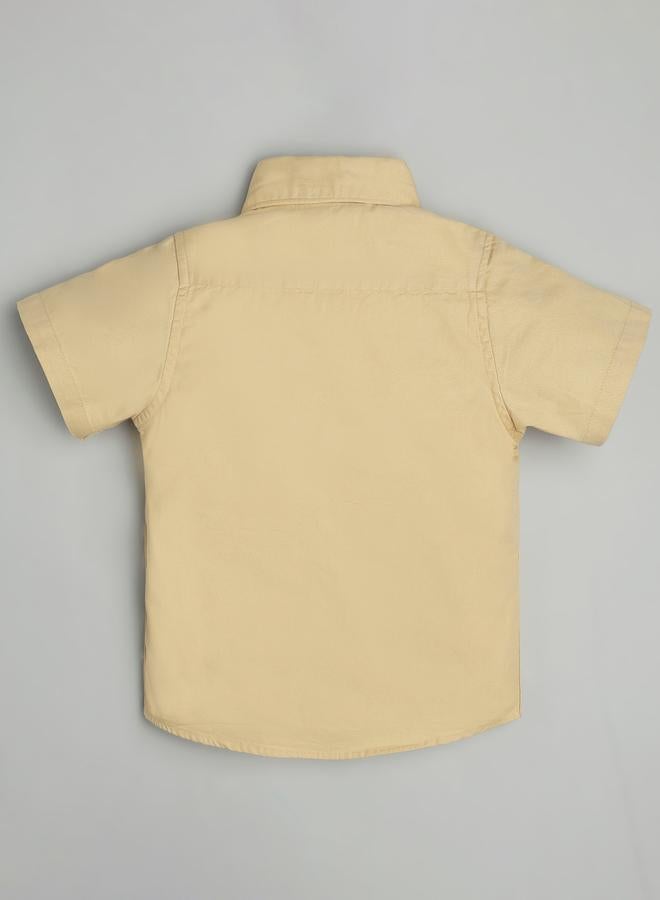 Infinity Kids Beige Cotton Short Sleeves Shirt - Image 4