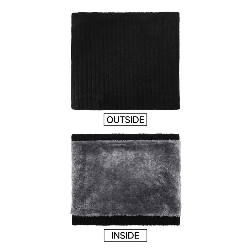 Pukavt Winter Knitted Neck Gaiter,Men Women Neck Warmer Windproof Ski Face Scarf for Cold Weather Outdoor Sports-Wide Ribbed Black - Image 3