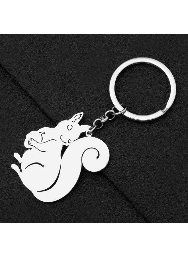 DALANE Stainless Steel Cute Squirrel Keychains Car Key Ring Animals Jewelry Charms Gifts for Women Girls Decor - Image 3