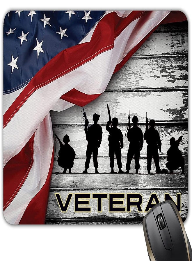 Patriotic U.S. Army Veteran Rippling Wooden Artwork Print Mouse Pad Mat Mousepad 8.6 X 7.1 in - Image 1