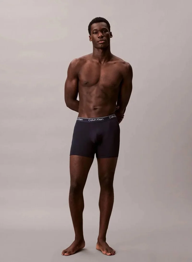 Calvin Klein sleet/ teal marine/ shoreline 3 Pack Boxer Briefs - Microfibre Stretch for Men | Best Price UAE