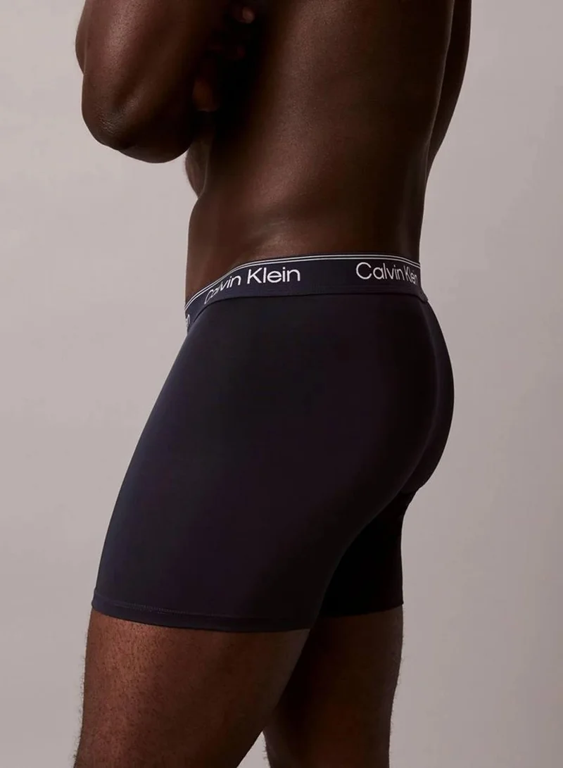 Calvin Klein sleet/ teal marine/ shoreline 3 Pack Boxer Briefs - Microfibre Stretch for Men | Best Price UAE