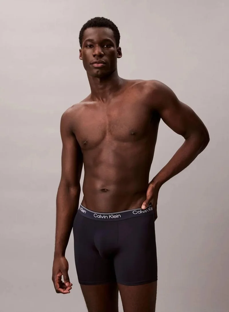 Calvin Klein sleet/ teal marine/ shoreline 3 Pack Boxer Briefs - Microfibre Stretch for Men | Best Price UAE