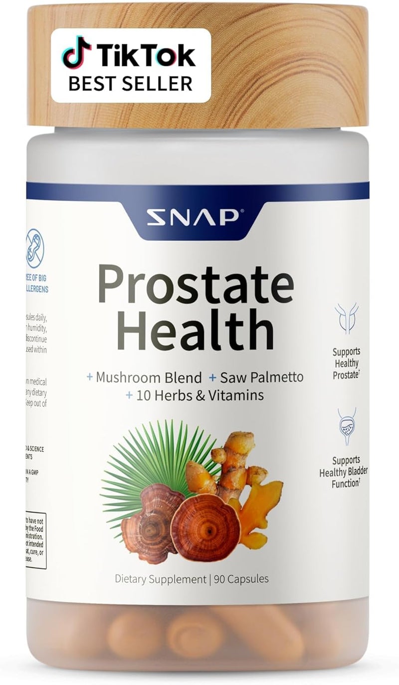 Snap Supplements Prostate Health Support Supplement Saw Palmetto for Men Plus Stinging Nettle Root Magnesium Citrate Zinc and Plant Sterols Supports Male Urinary Tract Health 90 Capsules - Image 1