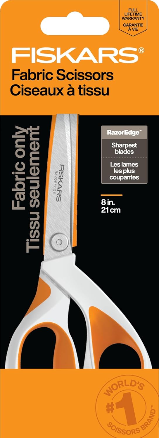 Fiskars RazorEdge Fabric Scissors  8 Heavy Duty Fabric Shears with SoftGrip Ergonomic Handle Premier Grade Stainless Steel Blades - Image 1