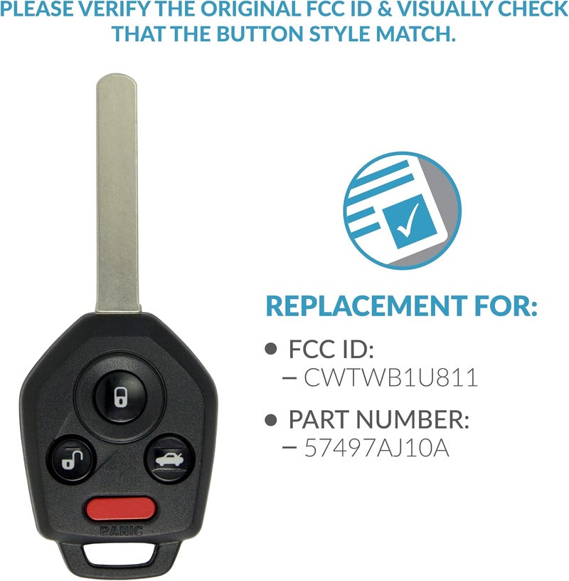 Keyless2Go Replacement 4 Button Remote Key Combo for Subaru CWTWB1U811 (2 Pack) - Image 4