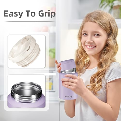 Bolu Fly 18oz Insulated Food Container with Spoon & Insulated Bag, Soup Thermo for hot Food- 10-Hour Heat Retention, Leak-Proof Stainless Steel Lunch Thermo for Adults, Office, Travel(Purple) - Image 4