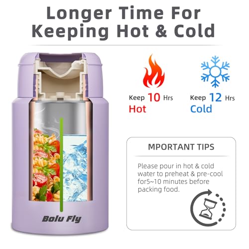 Bolu Fly 18oz Insulated Food Container with Spoon & Insulated Bag, Soup Thermo for hot Food- 10-Hour Heat Retention, Leak-Proof Stainless Steel Lunch Thermo for Adults, Office, Travel(Purple) - Image 2