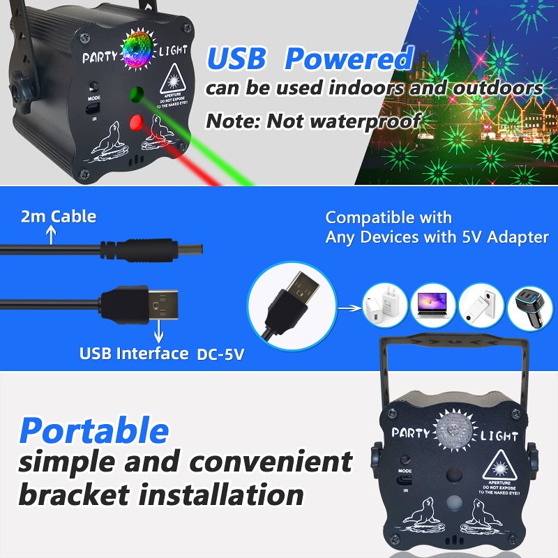 Atotalof Party Lights, Disco Ball DJ Light with Remote Control - Sound Activated Stage Laser Light Indoor Strobe Light for Parties Christmas Halloween Glow Party Decorations Lights Rave Lights Dancing - Image 2