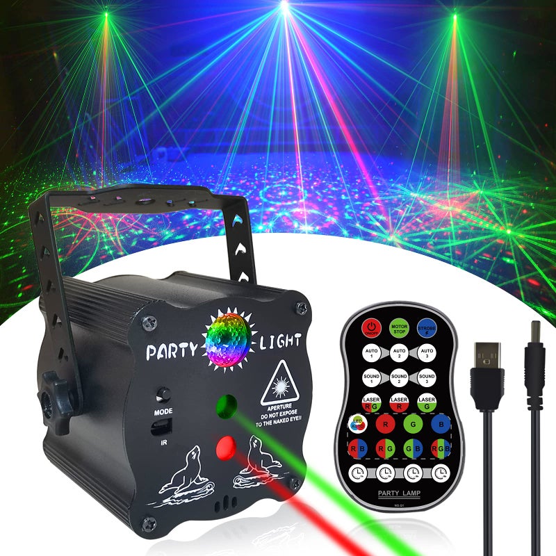 Atotalof Party Lights, Disco Ball DJ Light with Remote Control - Sound Activated Stage Laser Light Indoor Strobe Light for Parties Christmas Halloween Glow Party Decorations Lights Rave Lights Dancing - Image 1