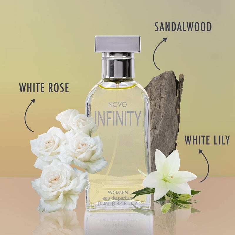 NovoGlow Novo Infinity for Women - 3.4 Fluid Ounce Eau De Parfum Spray for Women - Refreshing Mix of Citrus Floral & Musk Fragrances Smell Fresh All Day Long Lovely Gift for Women for All Occasions - Image 2