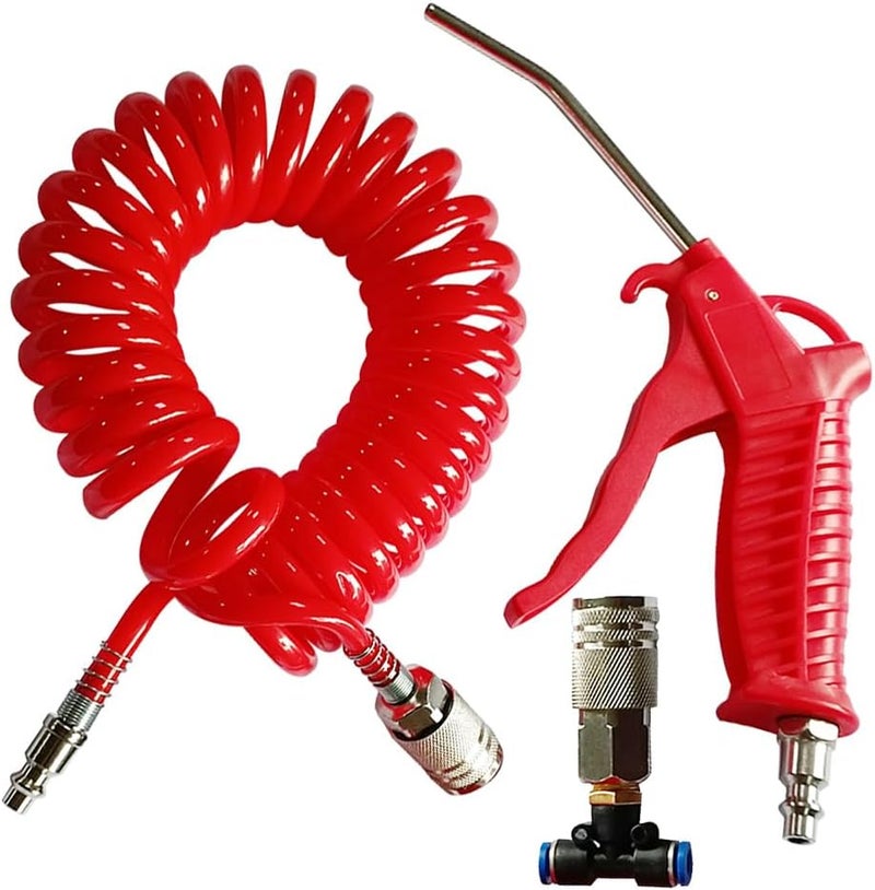 beduan Air Blow Gun Kit with 16ft Long Pneumatic Pu Hose, Heavy Duty Air Duster Gun for Air Compressor(Red) - Image 1