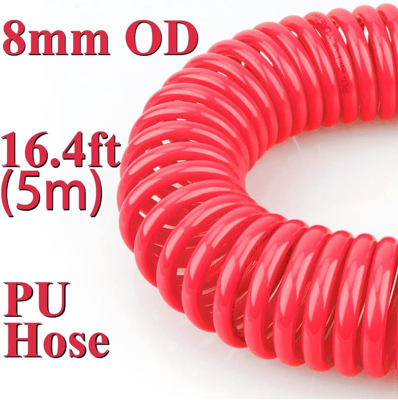 beduan Air Blow Gun Kit with 16ft Long Pneumatic Pu Hose, Heavy Duty Air Duster Gun for Air Compressor(Red) - Image 5