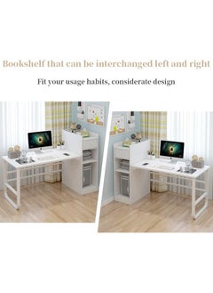AGD Study Table With Side Shelves Unit For Computer Study Writing and Games Suitable For Home White  - Image 4