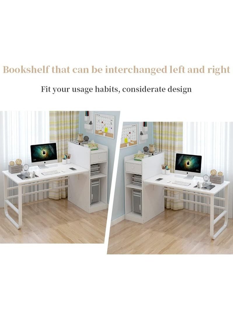 AGD - Study Table With Side Shelves Unit For Computer Study Writing and Games Suitable For Home White - Image 1
