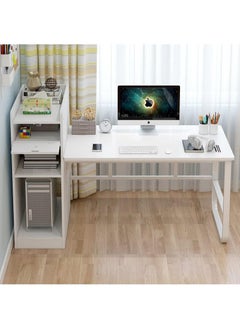 AGD Study Table With Side Shelves Unit For Computer Study Writing and Games Suitable For Home White  - Image 3