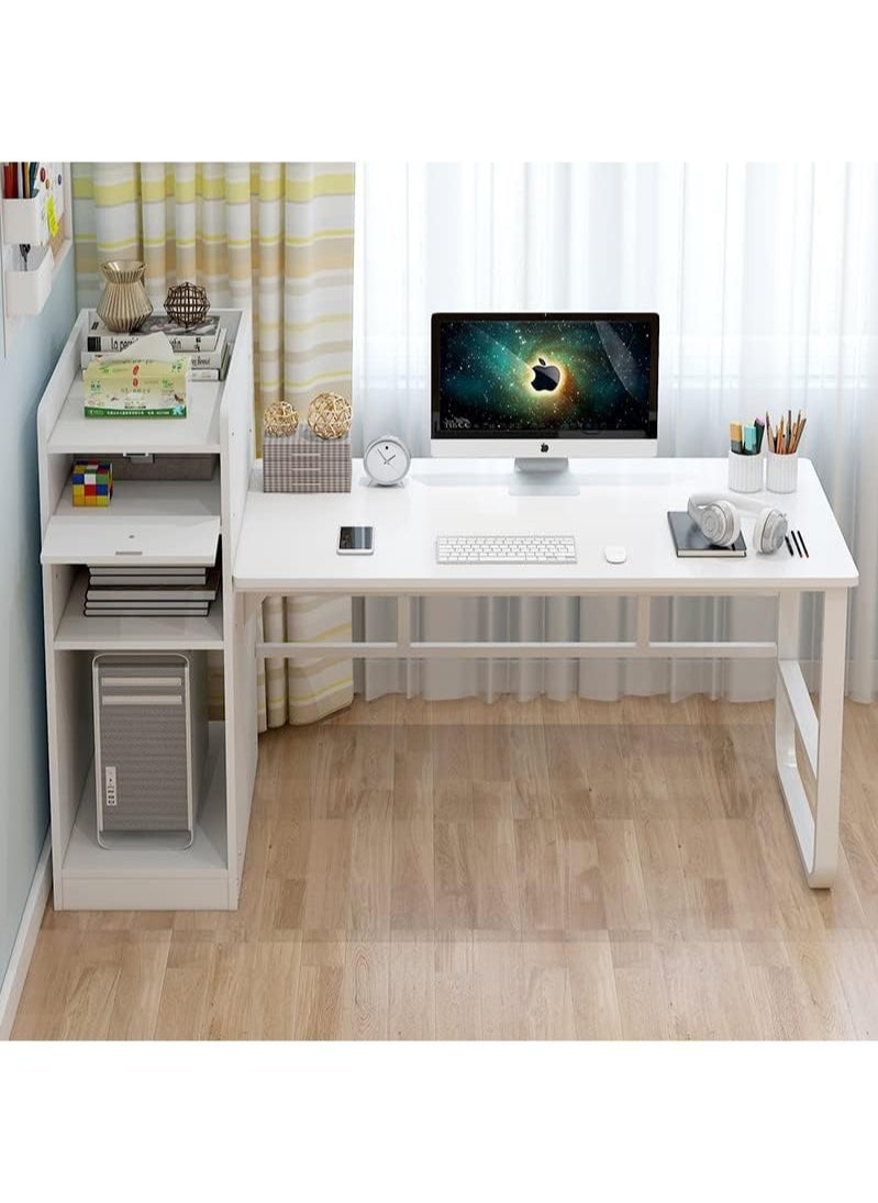 AGD - Study Table With Side Shelves Unit For Computer Study Writing and Games Suitable For Home White - Image 1