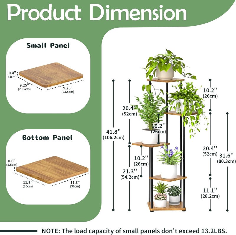 Digtokore Plant Stand Indoor, 5-Tier Tall Plant Stands Plant Shelf Indoor Outdoor Clearance, Corner Display Rack Flower Pot Holder, Metal Flower Shelves for Multiple Plants - Image 5
