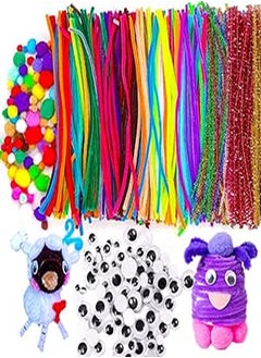 Generic TORUBIA 600pcs Pipe Cleaners Craft Assortment Set for School Projects, DIY Activities & Parties,Includes 400pcs Chenille Stems, 100pcs Pompoms and 100pcs Wiggle Googly Eyes. Assorted Colors 