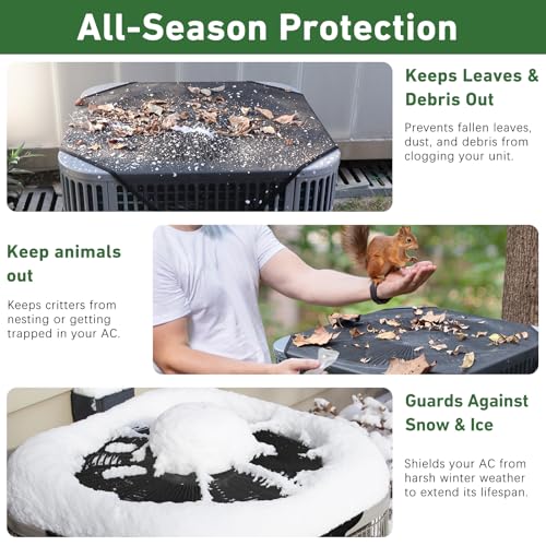 Xeeol 32x32 Central Air conditioner Covers for Outside Units, Mesh AC Unit Covers Outdoor - Top Breathable Universal Defender - Image 4