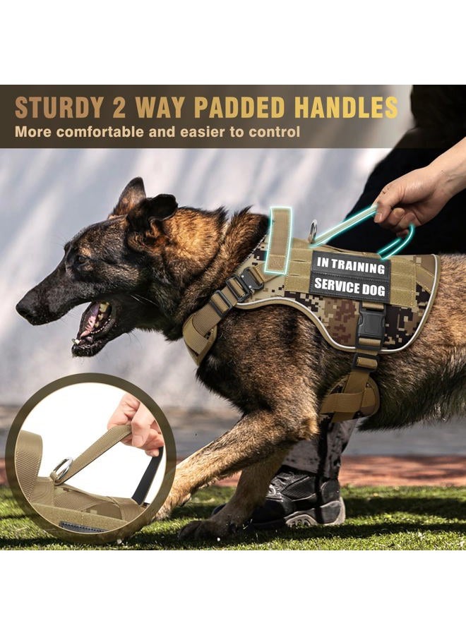 WINSEE Tactical Dog Harness for Medium Dog, Heavy Duty Service Working MOLLE Vest with 10 Pet Patches, 2X Metal Buckle Vest for Training Hunting Walking - Image 4