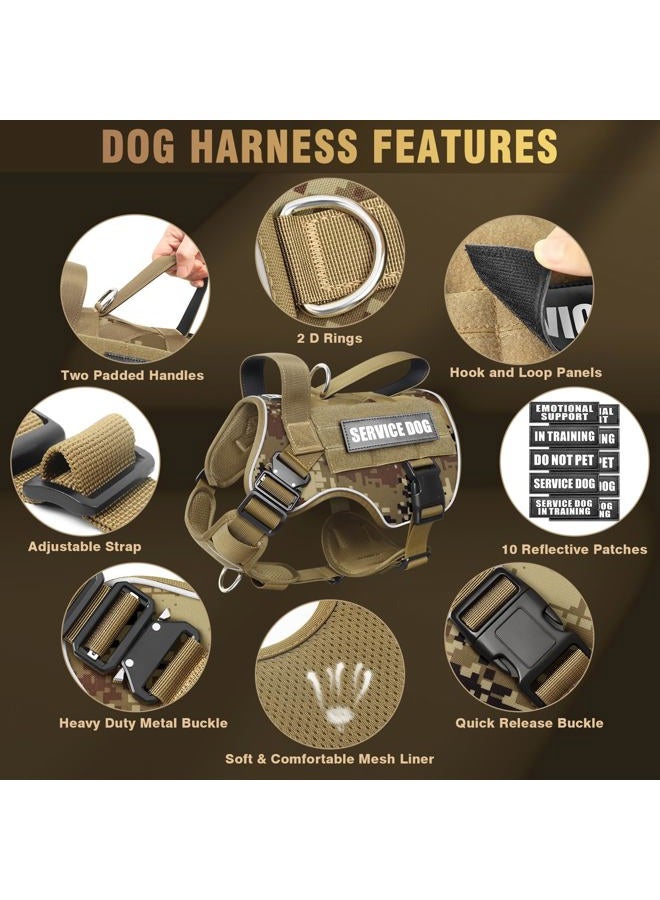 WINSEE Tactical Dog Harness for Medium Dog, Heavy Duty Service Working MOLLE Vest with 10 Pet Patches, 2X Metal Buckle Vest for Training Hunting Walking - Image 5