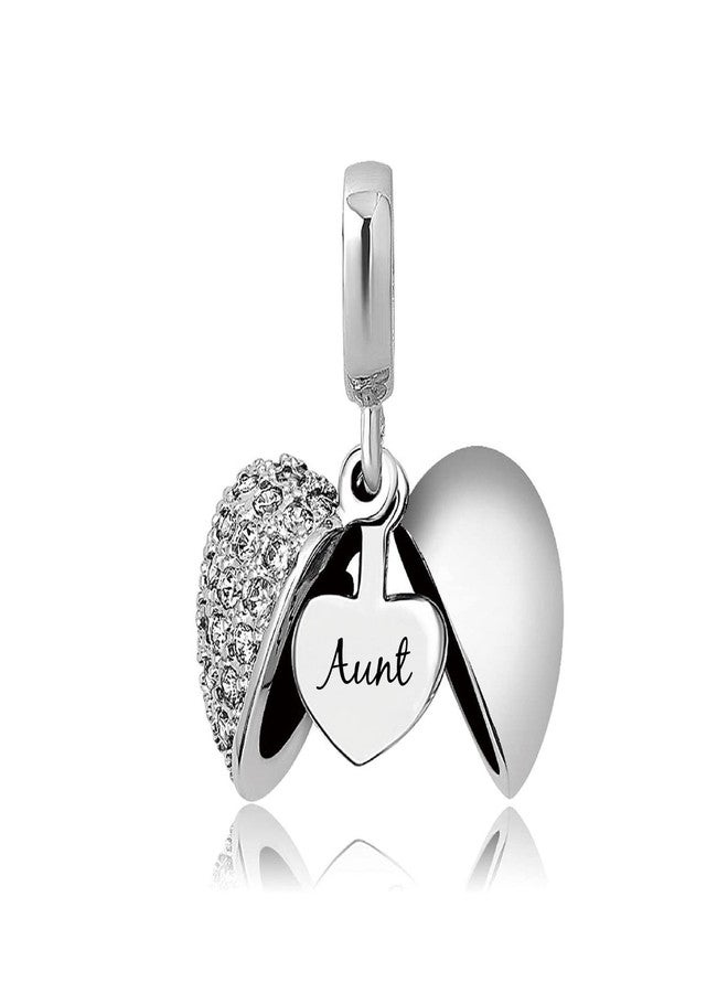 KunBead Aunt Auntie Love Heart Birthstone Rhinestone Dangle Charms Compatible with Pandora Bracelet Necklace Birthday Jewelry Gifts for Women - Image 1