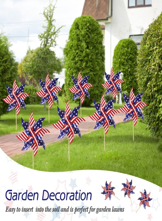 HOOSUN 4th of July Decorations,12Pcs American Flag Patriotic Pinwheels for Yard and Garden,Fourth of July Pinwheels Patriotic Memorial Day Decorations,Garden Wind Spinners,Pinwheel for Kids,Lawn,Patio - Image 2