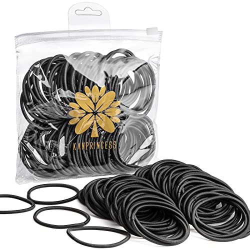 KANPRINCESS 100PCS Black Hair Ties For Thick Hair Ponytail Holders Hair Ties No Damage For Women Elastic Thick Hair Ties Hair Bands For Girl Thin Hair Black