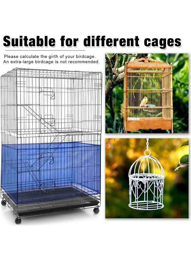 TOPINCN TOPINCN Bird Cage Cover, Ventilated Nylon Bird Cage Cover Shell Skirt Seed Catcher Soft Skirt Guard Birdcage Nylon Mesh Netting Pet Products (Blue)  - Image 3
