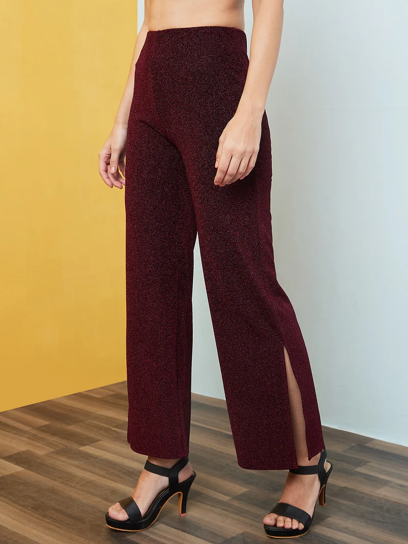 جلو باص بنطلون نسائي ضيق بخصر عالٍ بتصميم بارز للحفلات