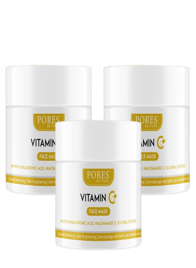 PORES Be Pure Vitamin C Face Pack with Hyaluronic Acid, Niacinamide & Jojoba Ester | Brightening & Glowing Skin Face Mask for Dark Spot Reduction & Skin Hydration | Suitable for All Skin Types - ( 100g X 3 ) - Image 1