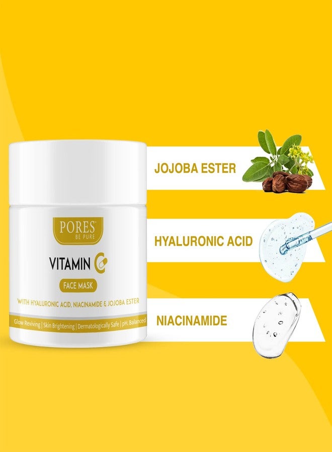 PORES Be Pure Vitamin C Face Pack with Hyaluronic Acid, Niacinamide & Jojoba Ester | Brightening & Glowing Skin Face Mask for Dark Spot Reduction & Skin Hydration | Suitable for All Skin Types - ( 100g X 3 ) - Image 4