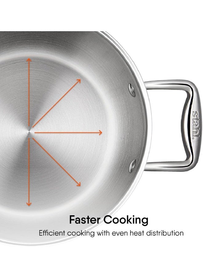 Stahl وعاء صلصة/طاجن من الفولاذ المقاوم للصدأ ثلاثي الطبقات من ستال، مع غطاء، وعاء تحريض، وعاء برياني/هندي، 12.2 لتر، 32 سم - Image 4