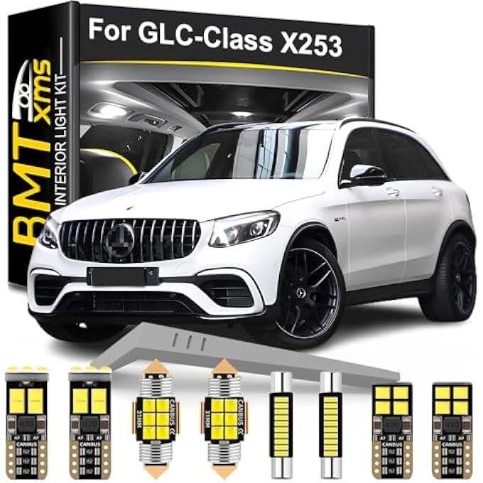 BMT xms طقم إضاءة داخلية LED مكون من 13 قطعة بديلة لسيارة مرسيدس بنز GlcClass X253 2015-2020، مصابيح بيضاء باردة 6000 كلفن - Image 1