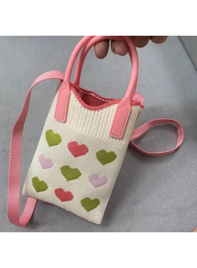 Handbag On Behalf Of Women's Knitted Mobile Phone Bag Internet Celebrity Love Bag Messenger Bag Mini Bag-Color:Long-legged Cat (handle + Shoulder Strap) - Image 4