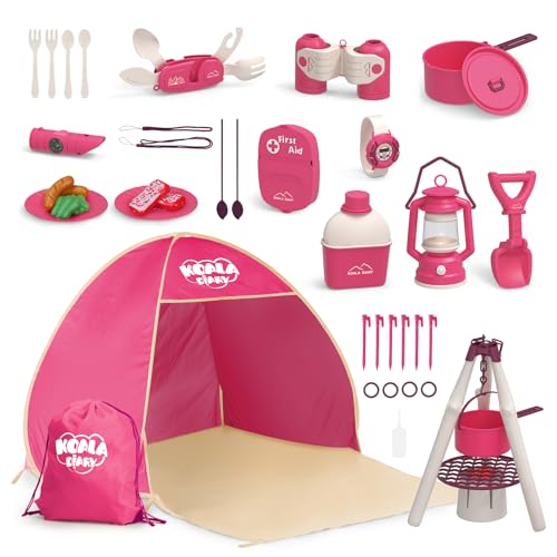 KOALA DIARY Kids Camping Set an Outdoor Campfire Toy Set Featuring a Tent Oil lamp Stove and MoreGift Idea for Girls Age 3 Year Old Birthday Christmas - Image 1