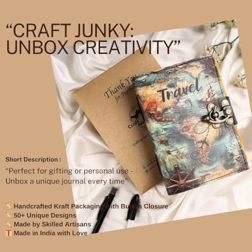 CRAFT JUNKY Vintage Leather Journal Diary for Women & Men Travel Diary Notebook for Writing Deckle Edge Paper,200 Pages - Image 3
