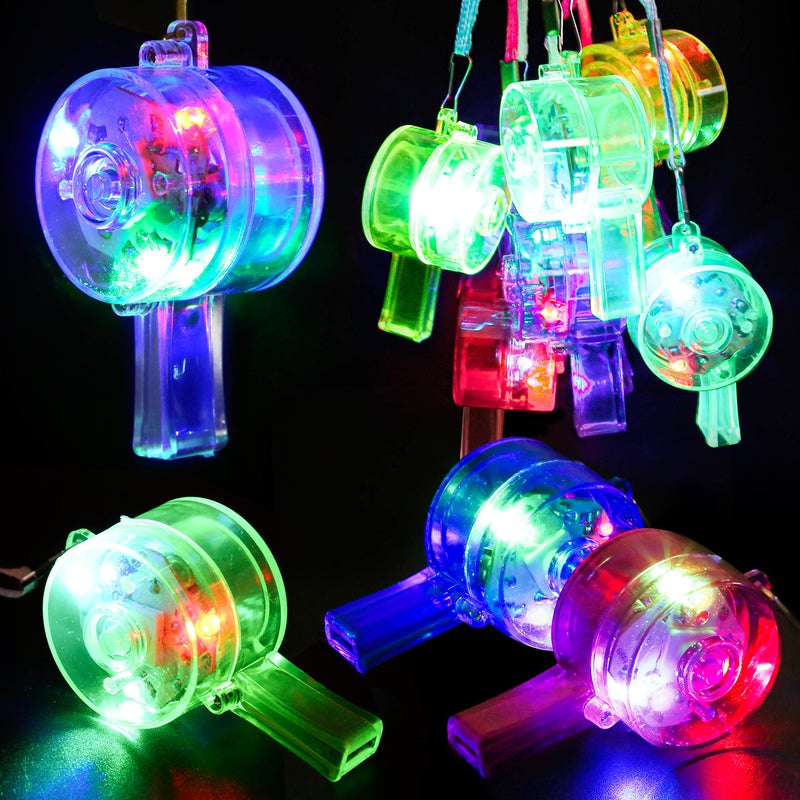 PROLOSO 15 Pcs Light Up Flashing Whistles with Lanyards Glow in the Dark Party Favors for Kids - Image 2