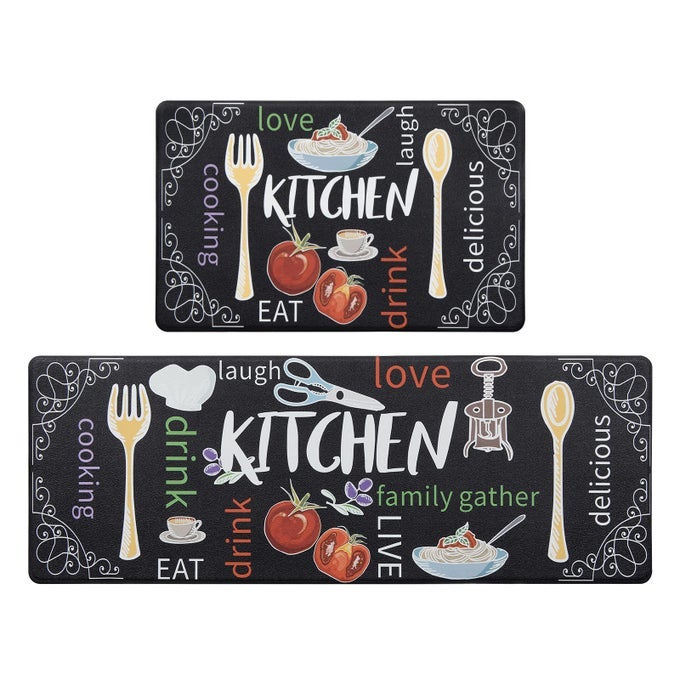KITCHEN MATS FOR FLOOR SET OF 2 THICK ANTI FATIGUE MAT FOR CUSHIONED WATERPROOF NONSLIP RUGS COMFORT STANDING CHEF MAT FOR KITCHEN SINK LAUNDRY ROOM FARMHOUSE HOME DECOR COLORFUL