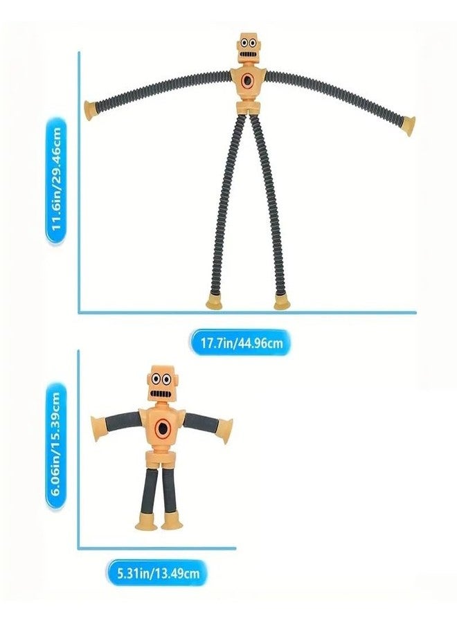 Globular Bendable Telescopic Tube Pipe Suction Cup Space Robot Men Toy, Shape Changing, Ever-Changing Tube Suction Cup Toys, Pop Tubes, Pack of 4 Tubes Sensory Toys for Girls Boys - Image 2