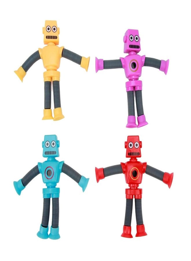Globular Bendable Telescopic Tube Pipe Suction Cup Space Robot Men Toy, Shape Changing, Ever-Changing Tube Suction Cup Toys, Pop Tubes, Pack of 4 Tubes Sensory Toys for Girls Boys - Image 1