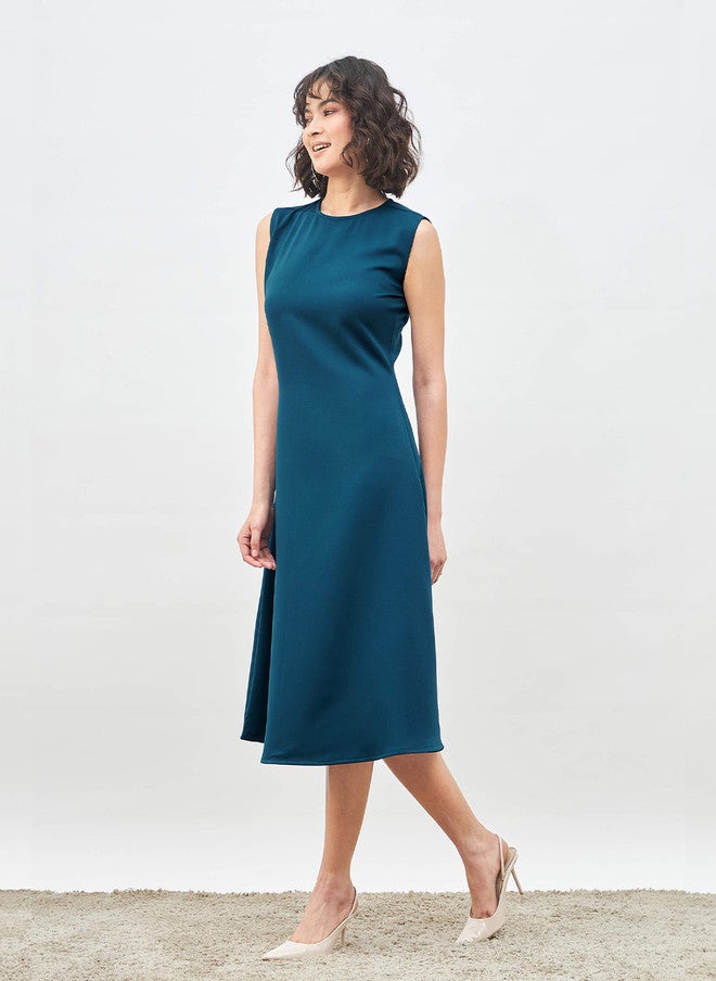 SALT ATTIRE Sleeveless A-Line Midi Dress in Teal - Image 4