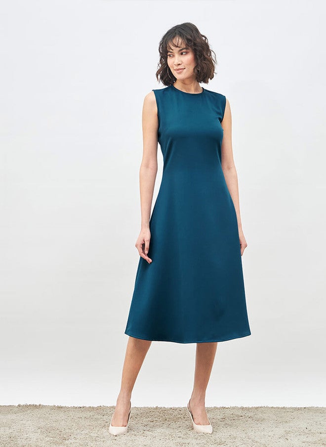 SALT ATTIRE Sleeveless A-Line Midi Dress in Teal - Image 3